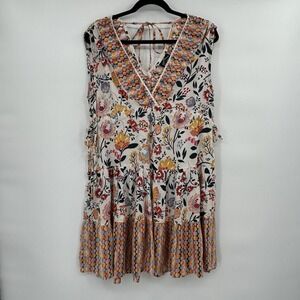 Angie Womens Boho Floral Cottagecore Babydoll Dress Size S Artsy Folk Festival